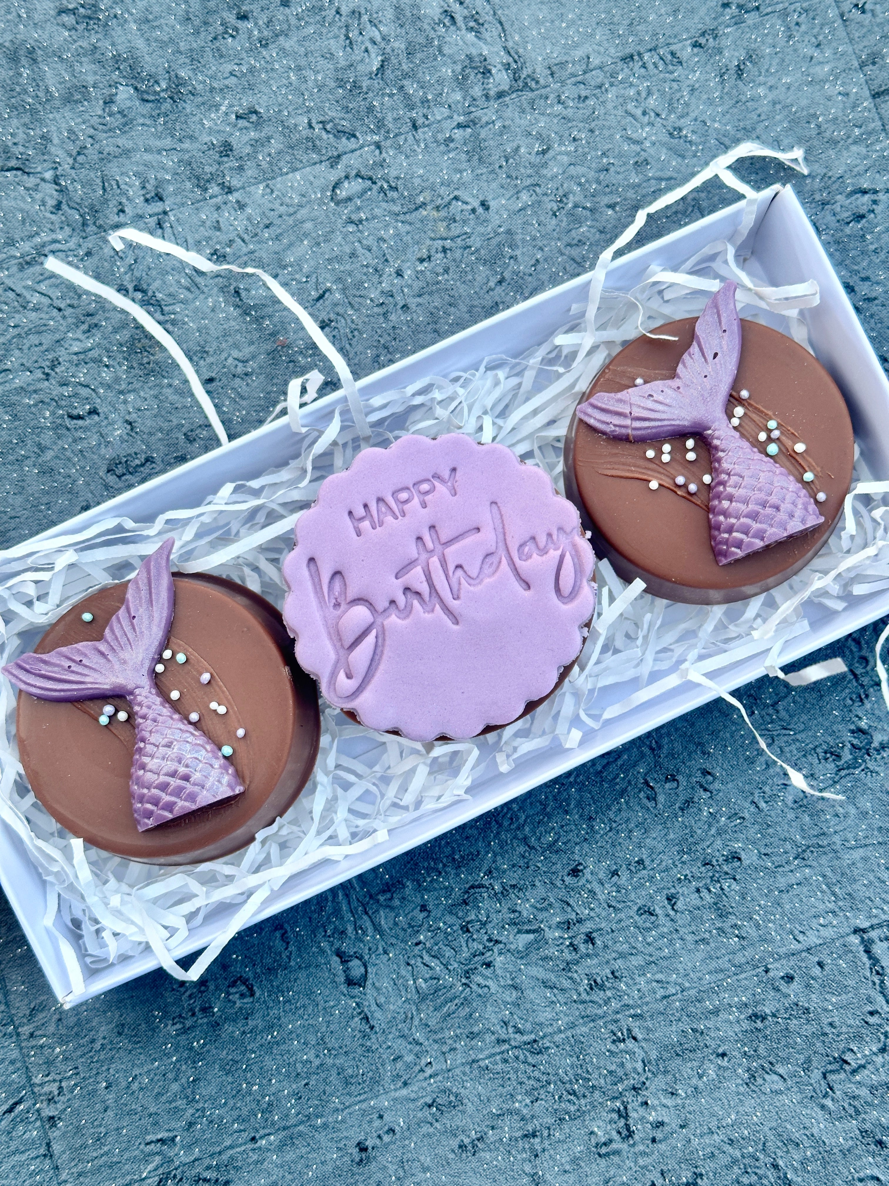 Mermaid Birthday Chocolate Covered Biscuits Gift Box