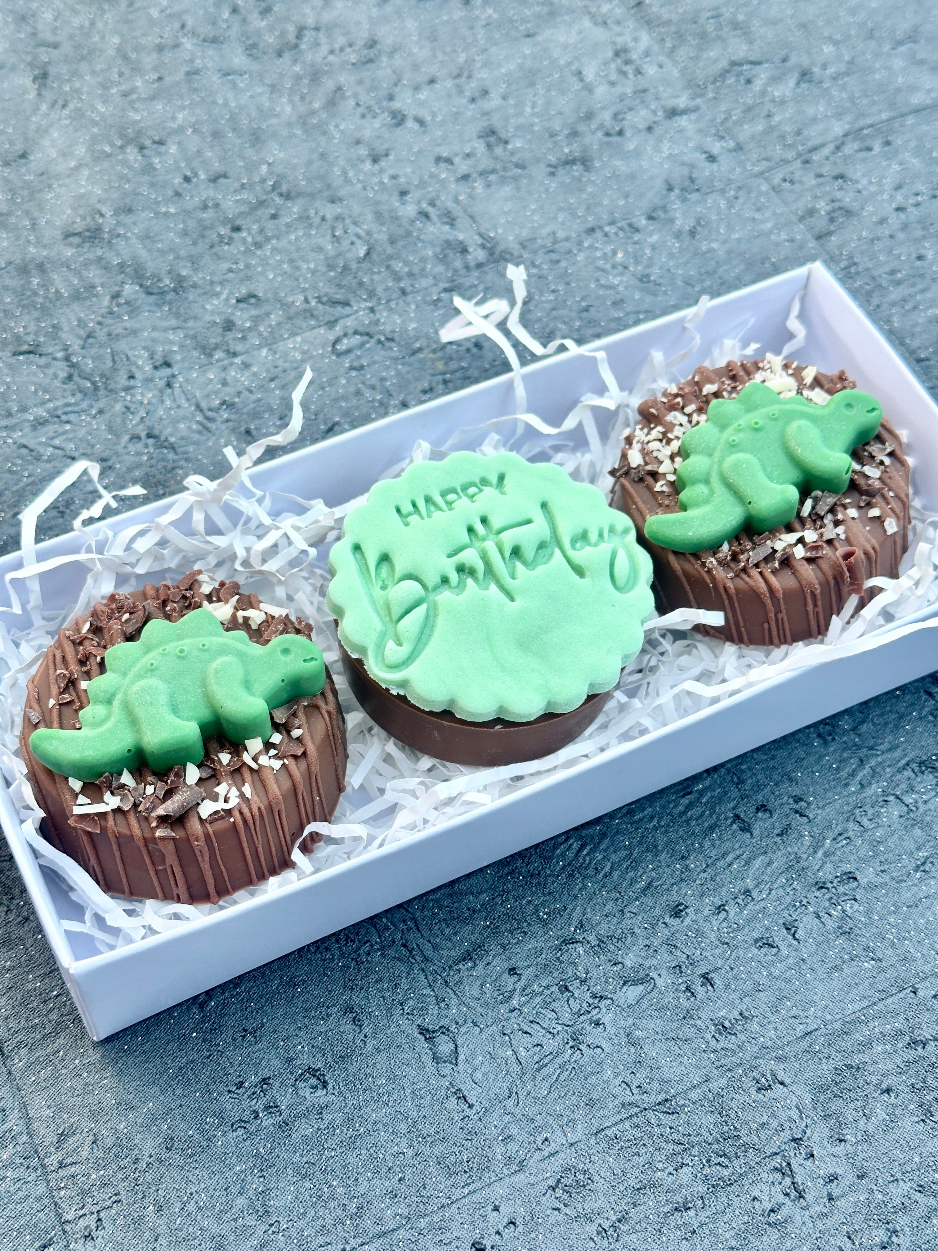 Dinosaur Birthday Chocolate Covered Biscuits Gift Box