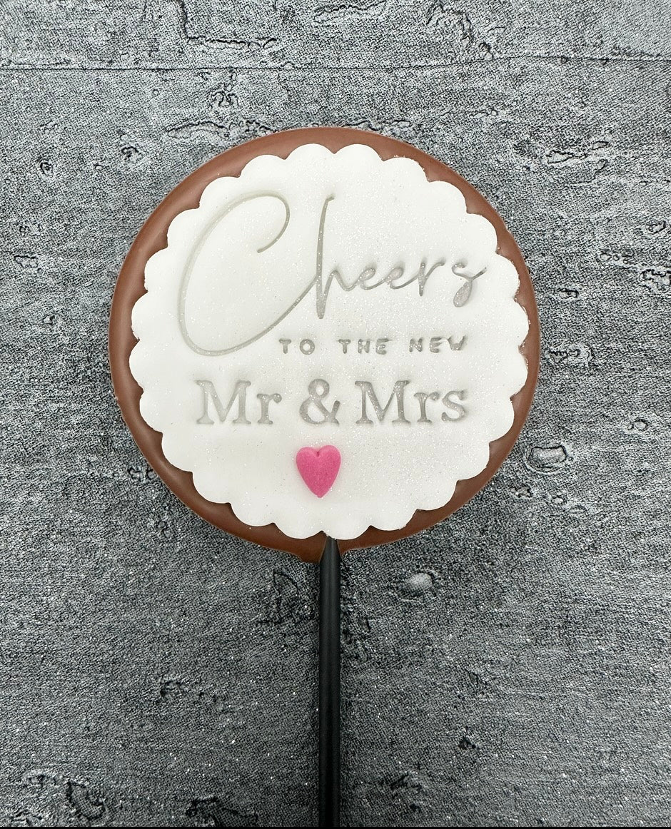 Small Cheers to the New Mr & Mrs Fondant Topper Lollipop